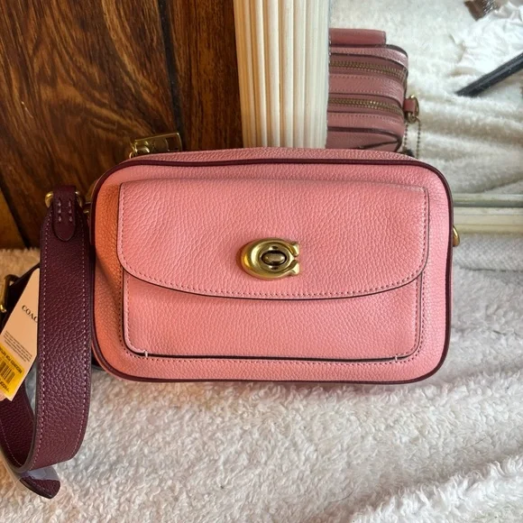 Coach Willow Camera Bag in Colorblock Leather Crossbody Candy Pink NWT - Picture 4 of 9